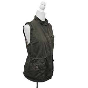 CESTTOI Utilty Vest Jacket Faux Fur Lining Green Womens Medium